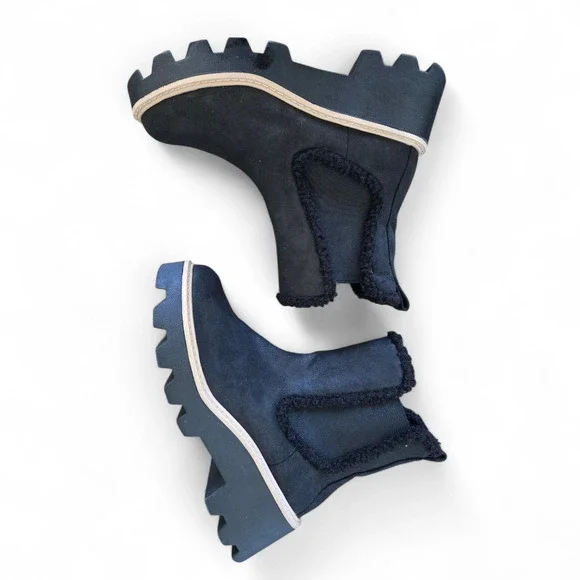 Dolce Vita Vandi Black Lug Sole Chelsea Boots Size 9.5 Platform Block Heel - Picture 1 of 7